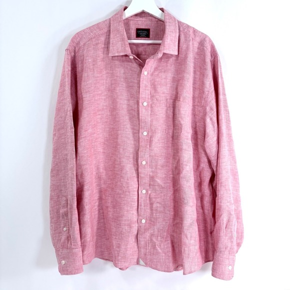 UNTUCKit Vin Santo Red Linen Shirt Mens XXL Wrinkle Resistant Long Sleeve 35367 - Picture 2 of 8
